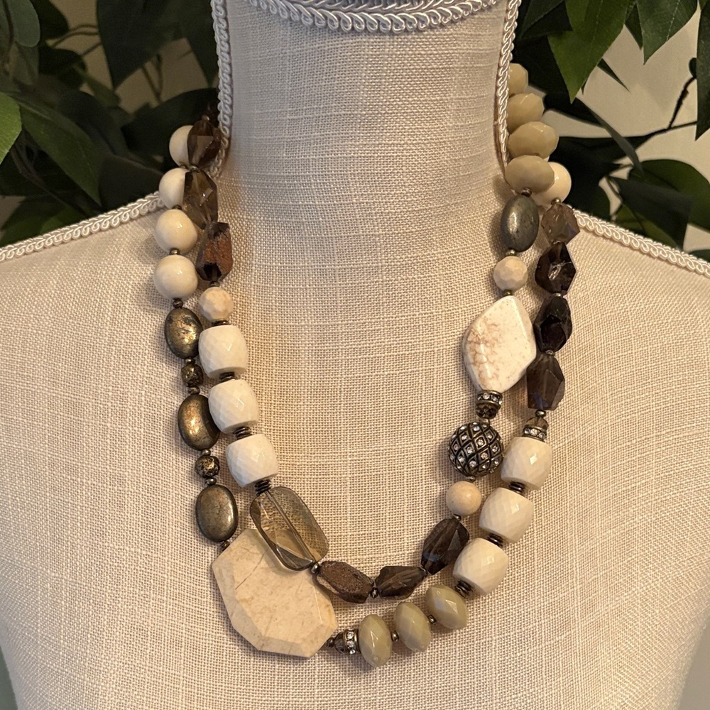Chico's Chunky Stone Neutral Tone Necklace